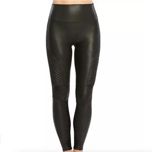 Spanx Moto Faux Leather Leggings Black Size Small